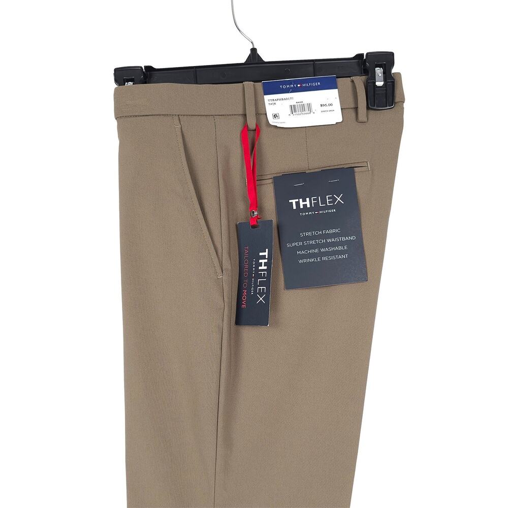 Tommy Hilfiger Mens Modern Fit Dress Pants 38x34 Sage Green Solid Flex Stretch